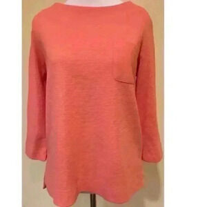 Elle Womens Top sz S Coral 3/4 Sleeve With Pocket
